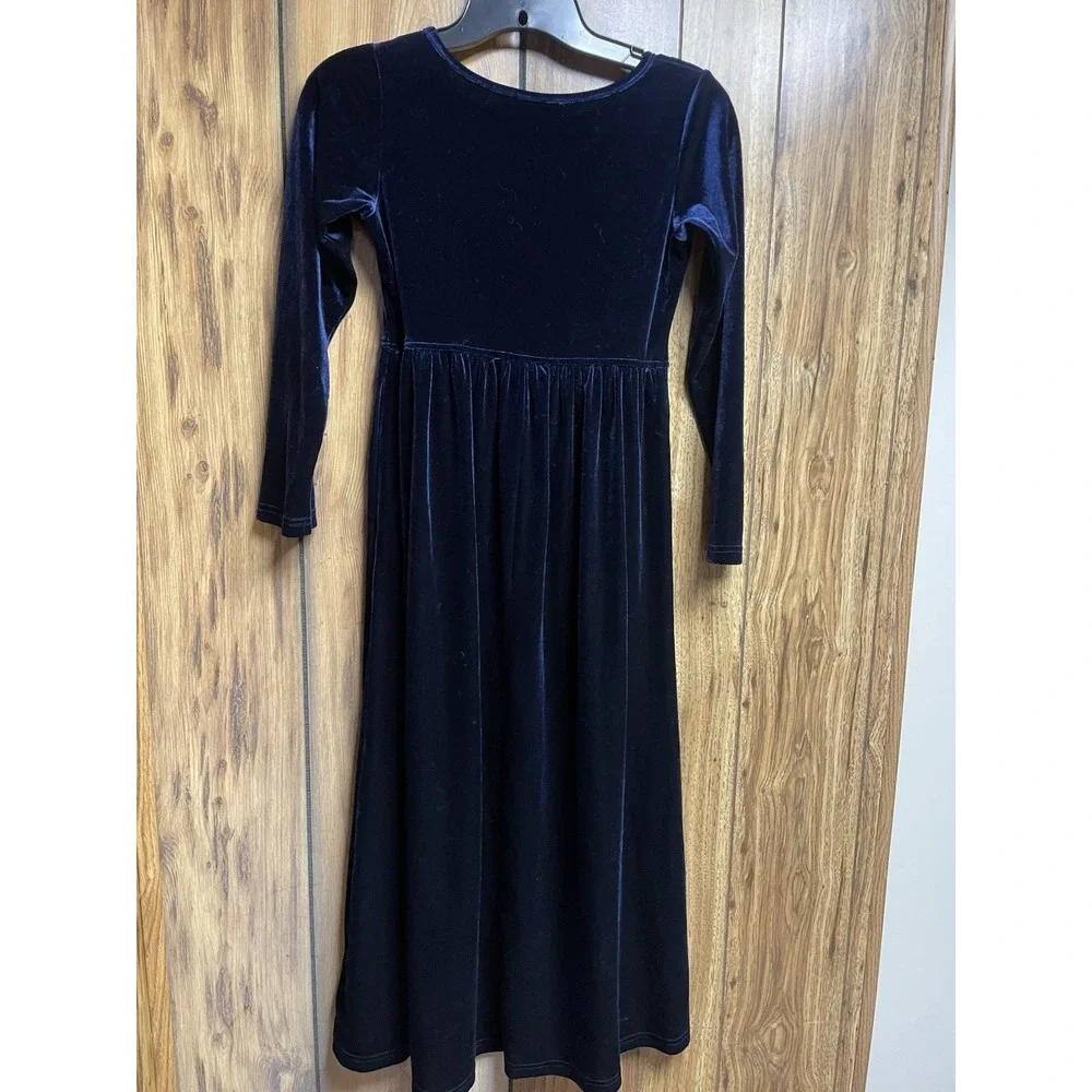 GAZIAR Girls Blue Velvet Maxi‎ Dress Fit & Flare XL Long Sleeve Holiday Wedding